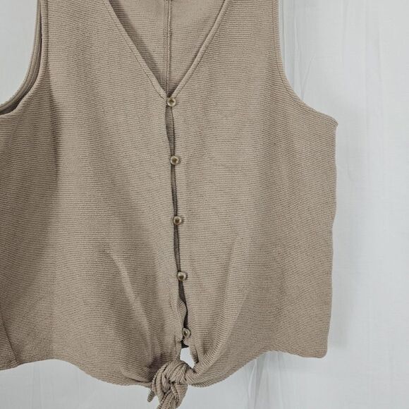 Madewell Texture & Thread Button Front Tie Tank Telluride Stone Size XL - Picture 4 of 7